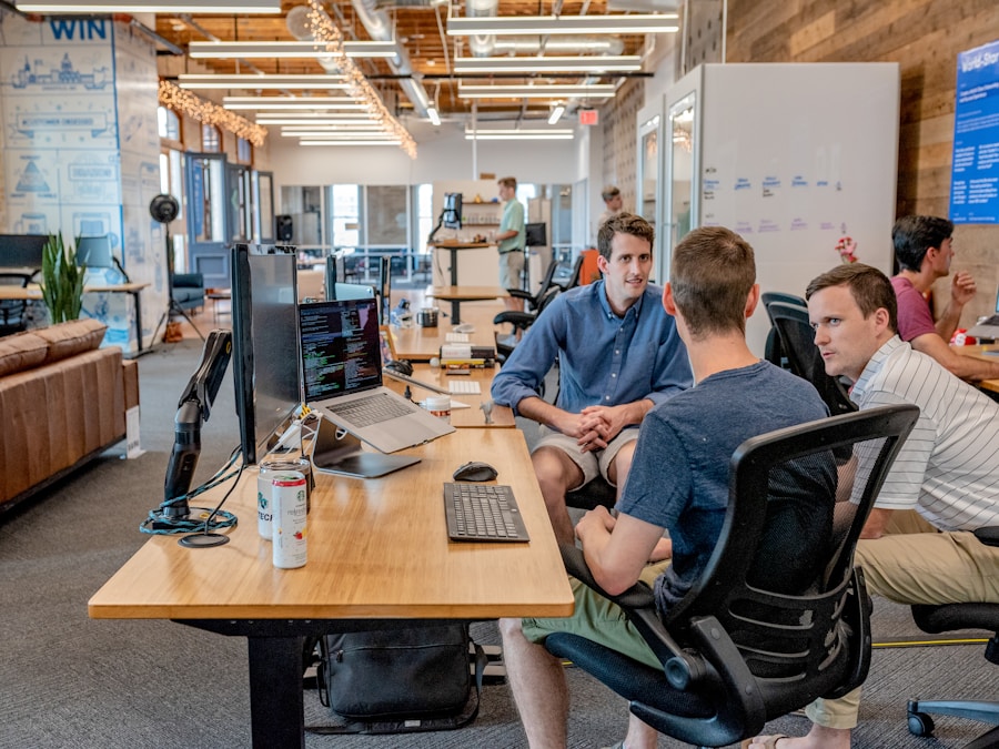 Team collaborating in an office