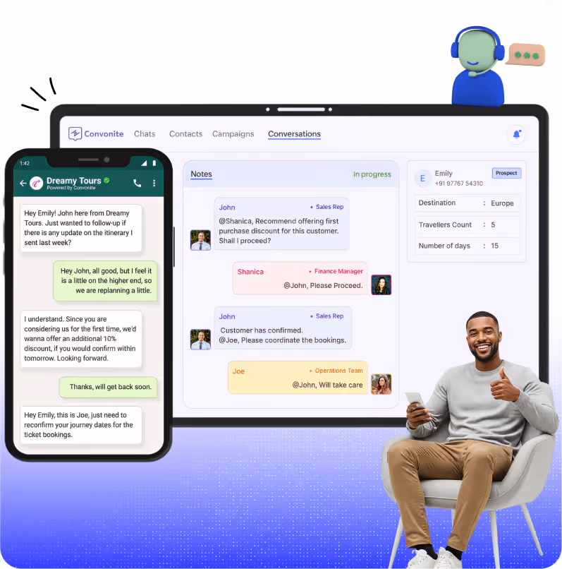 WhatsApp multi-agent inbox workflow