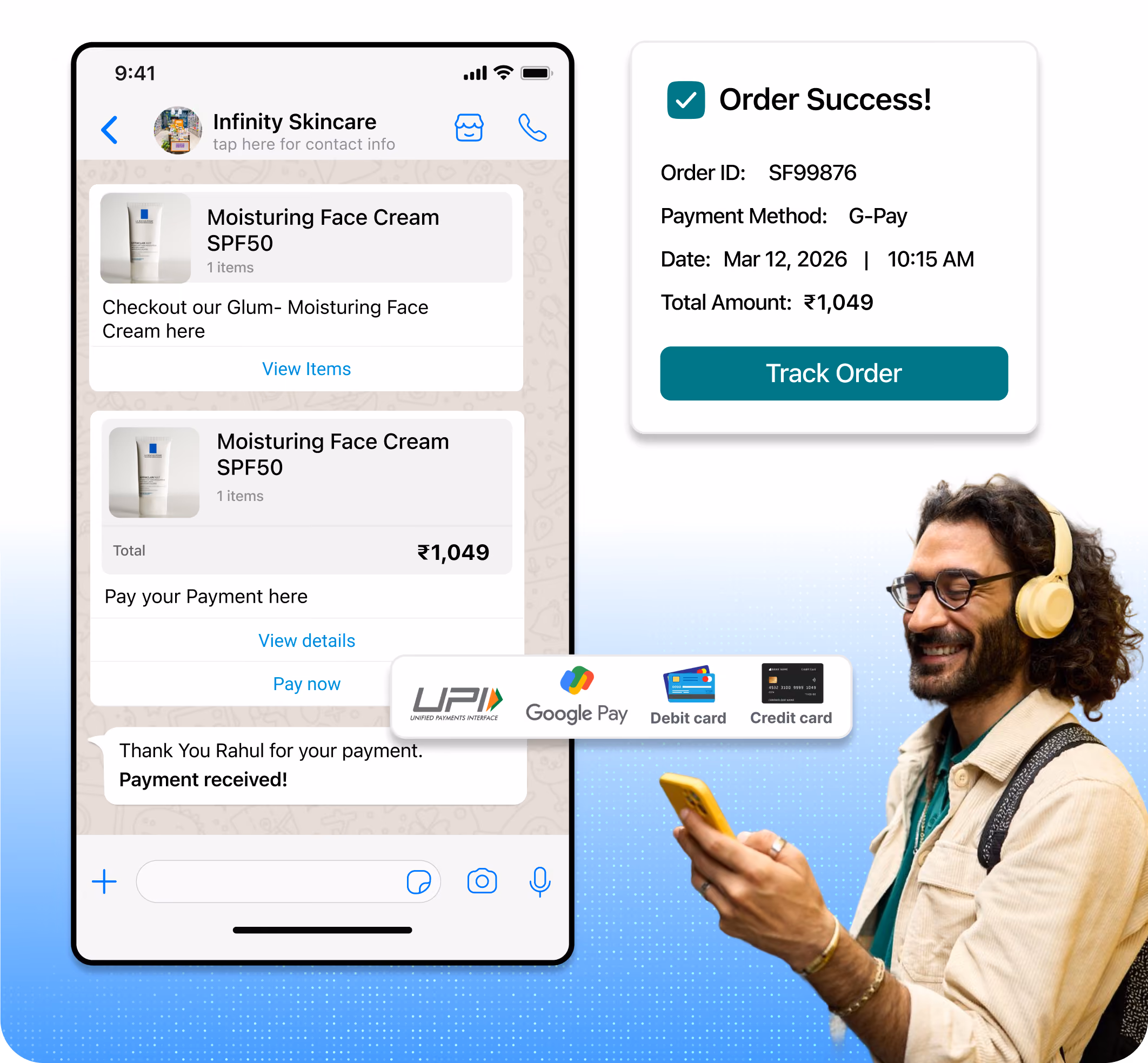 WhatsApp order and payment automation